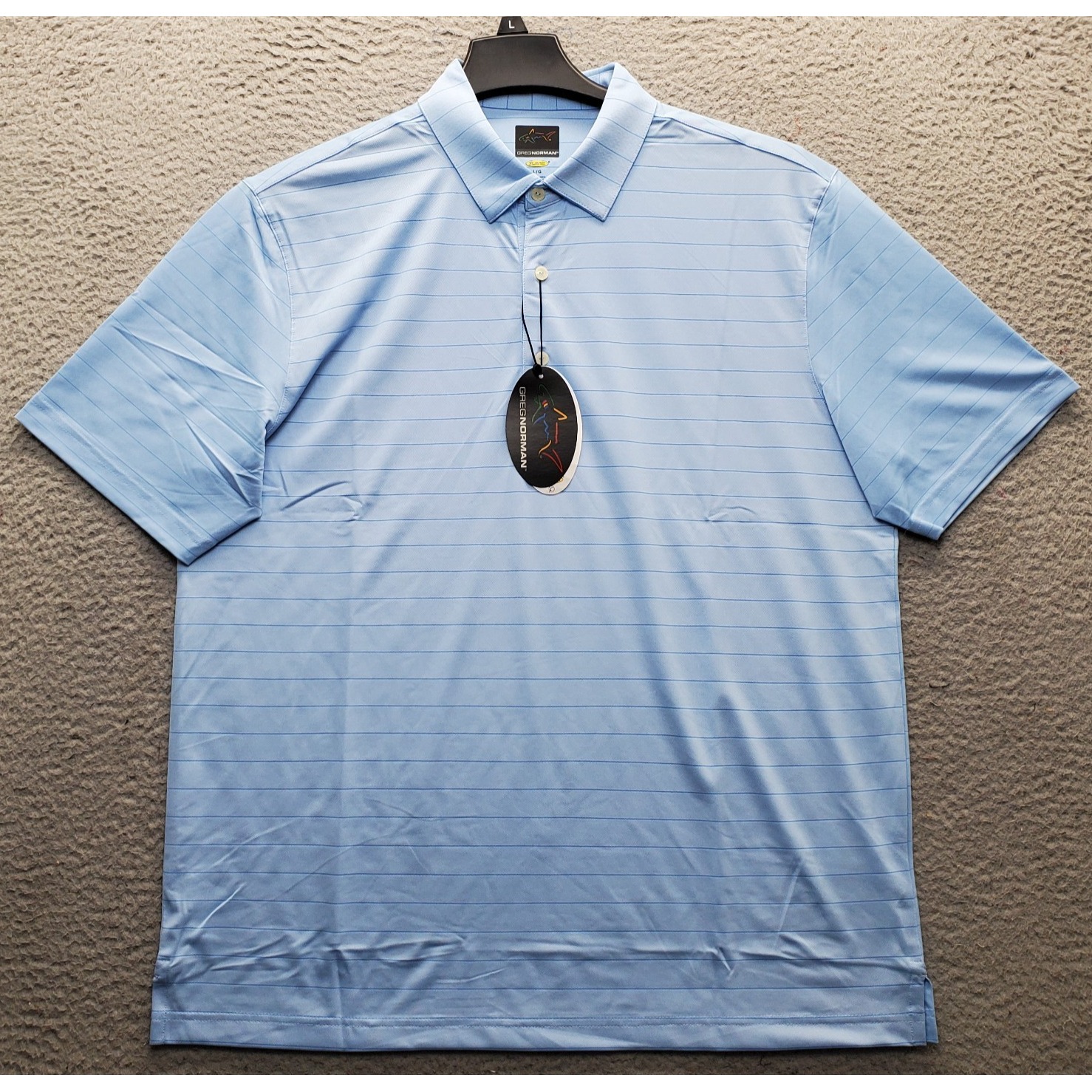 Greg Norman Golf Polo Shirt Mens L Multi Pinstripe Play Dry Stretch G7s21k481